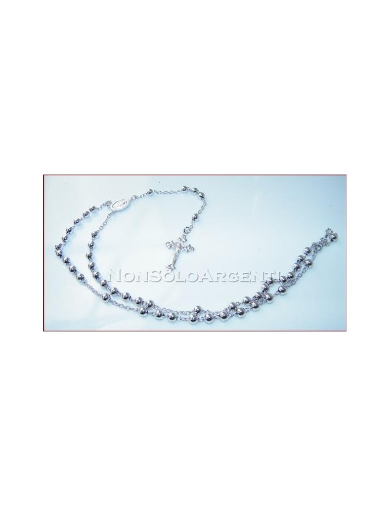 Argento 925 : Collana rosario a pallini grandi con immagine religiosa e croce lavorata varie lunghezze