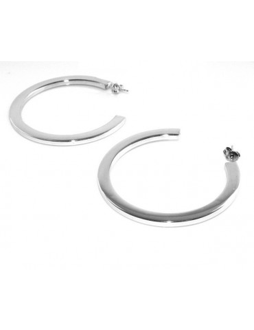 Earrings Silver 925 ITALIAN HOOP looking shiny with pin and butterfly in 2 sizes