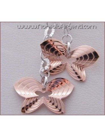ARGENTO 925: Girocollo Beads Faux Saliscendi con Ciondoli farfalle Rosè