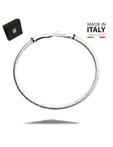 NALBORI Cable 925 silver hook bracelet and black stones