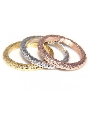 Argento 925 Italiano : anello fusione 3 colori (oro bianco giallo rosa) diamantato