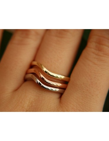 tris anelli ad onda argento 925 3 colori oro bianco giallo rosa