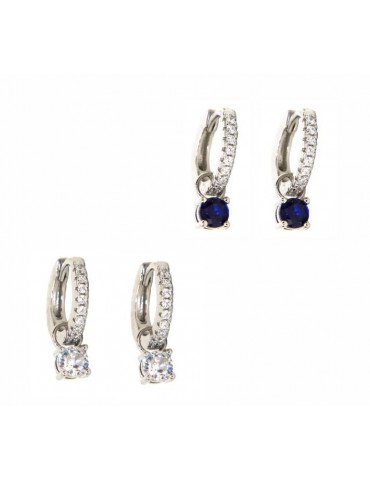 925 silver hoops earrings with double use zircon pendants