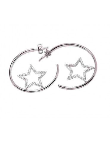 NALBORI 925 silver earrings circles with zircon stars