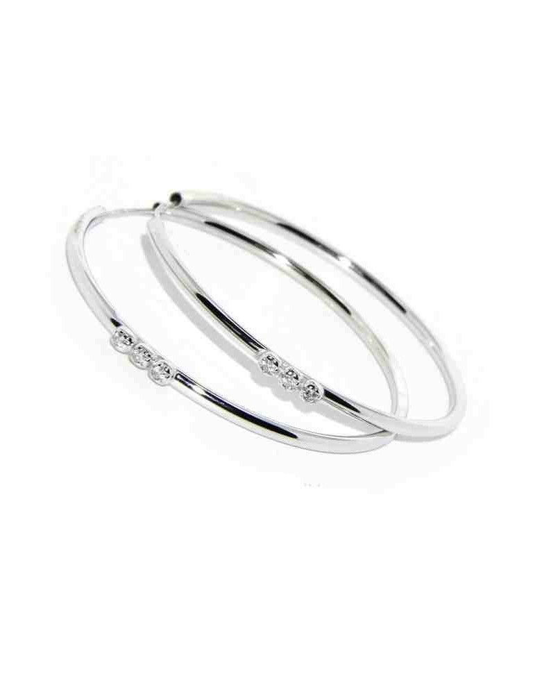 orecchini argento 925 anelle cerchi 45mm trilogy zirconi colorati o bianchi