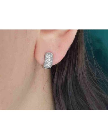 NALBORI 925 silver micro hoops earrings small 5 rows of cubic zirconia 12mm