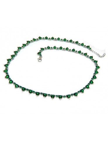 NALBORI 925 silver tennis green hearts necklace and emerald zircons
