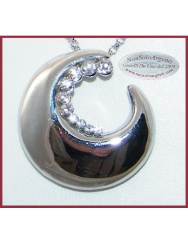 bigiotteria : collana donna laminata argento con mezza luna e strass
