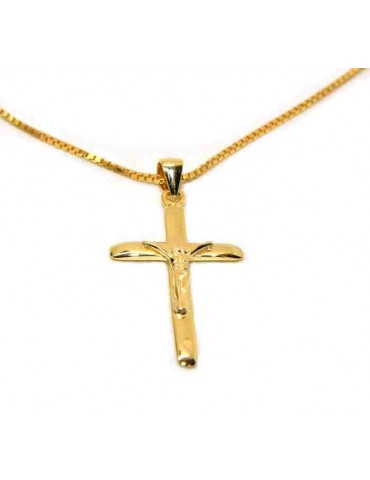 925 silver necklace with yellow gold plated cross NALBORI