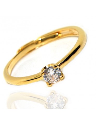 anello solitario argento 925 regolabile zircone bianco misura 18 oro giallo