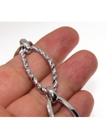 Women's oval bracelet in 925 silver smooth diamond mesh white gold