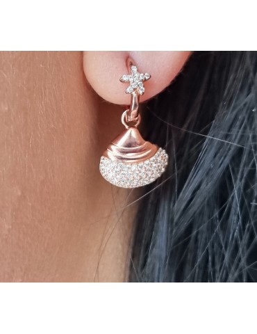 orecchini argento 925 cerchio con stella marina e conchiglia placcati oro rosa donna NALBORI