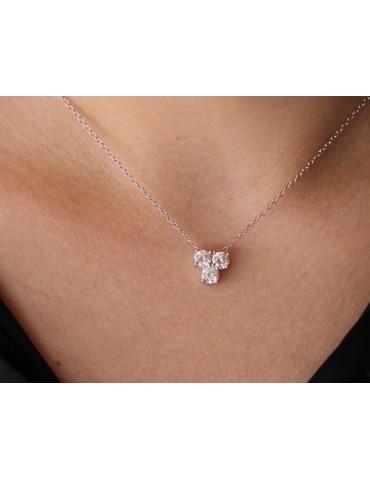 925 silver trilogy woman necklace with 3 white zircons pendant