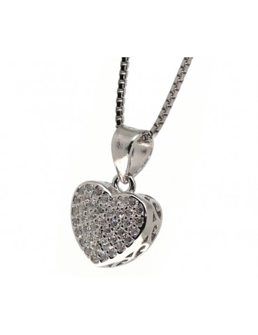 925 silver heart pendant necklace with zircons pavé brand NALBORI