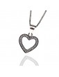 925 silver heart necklace with open zircon pendant for women, NALBORI brand