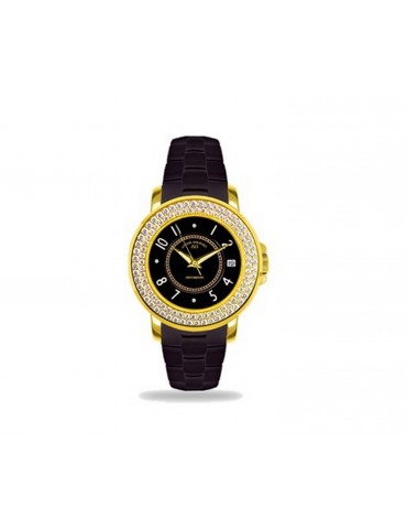 André Belfort women's wristwatch APHRODITE gold and black zircons ceramic strap