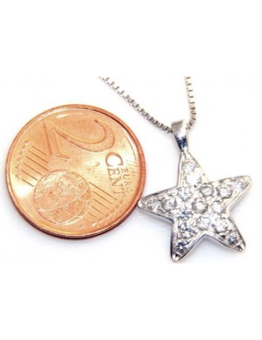 stamped 925: Necklace Venetian, with star pendant 15 x  20 pavé zirconia