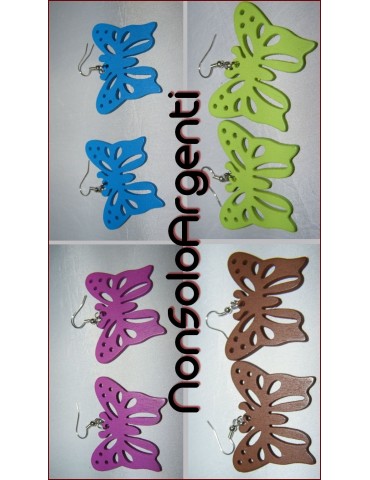 orecchini pasta di legno farfalle colorate per donna pendenti