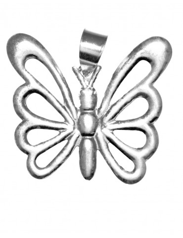 ciondolo argento 925 grande farfalla chiaro naturale senza collana