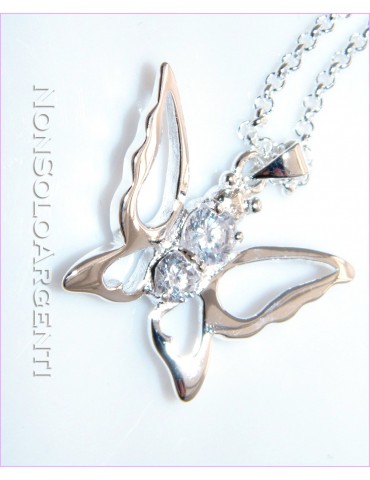 Necklace or Bracelet with butterfly and white zircons for women
