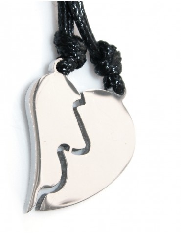 steel elongated heart necklaces to break him and her friends with waxed lace for men and women