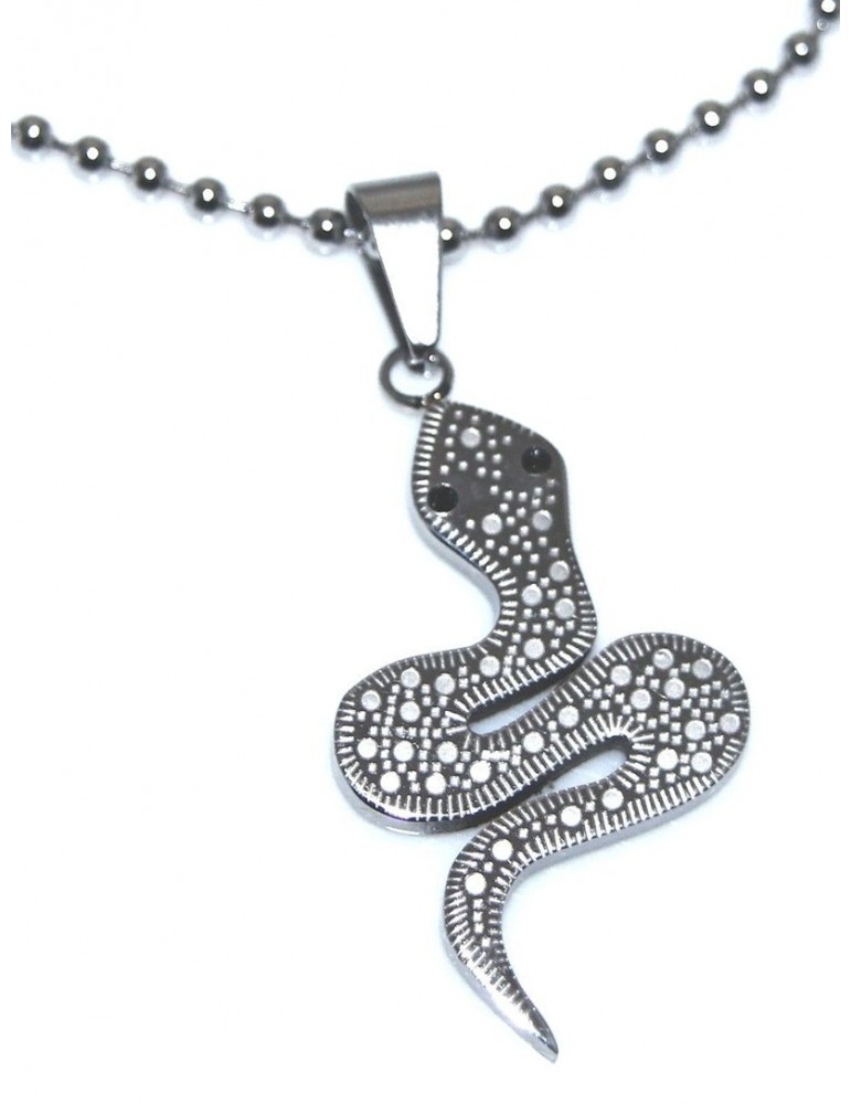 Cobra snake necklace steel pendant ball chain man woman