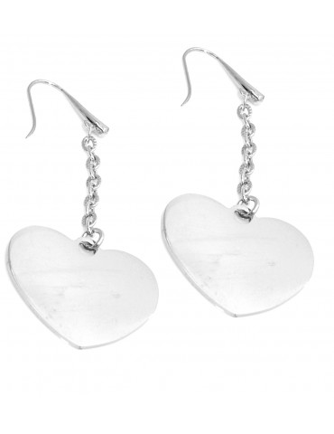 Steel earrings with big heart pendants for women hypoallergenic