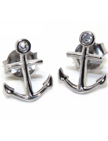 925 silver anchor earrings and brilliant white cipollino zircon