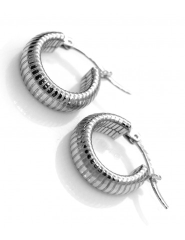 925 silver bayonet earrings circles with horizontal lines