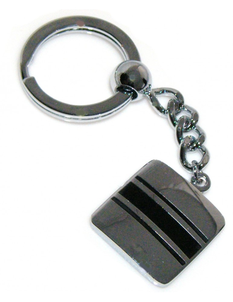 NonSoloArgenti Portachiavi acciaio quadrato con bande smaltate chiavi di  casa auto