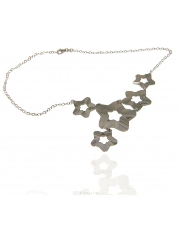 925 silver necklace rain of stars asymmetrical 45 cm adjustable choker