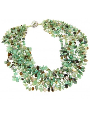 Collana da Donna collier cleopatra 8 fili crisopazio naturale verde