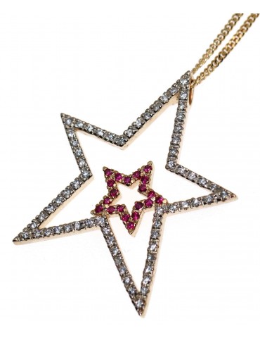 large star pendant necklace in 925 ruby silver with yellow gold chete laroche star