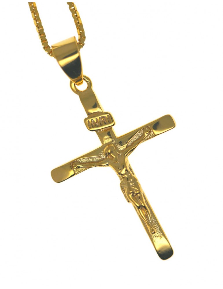 collana argento 925 croce placcata in oro giallo crocefisso NALBORI