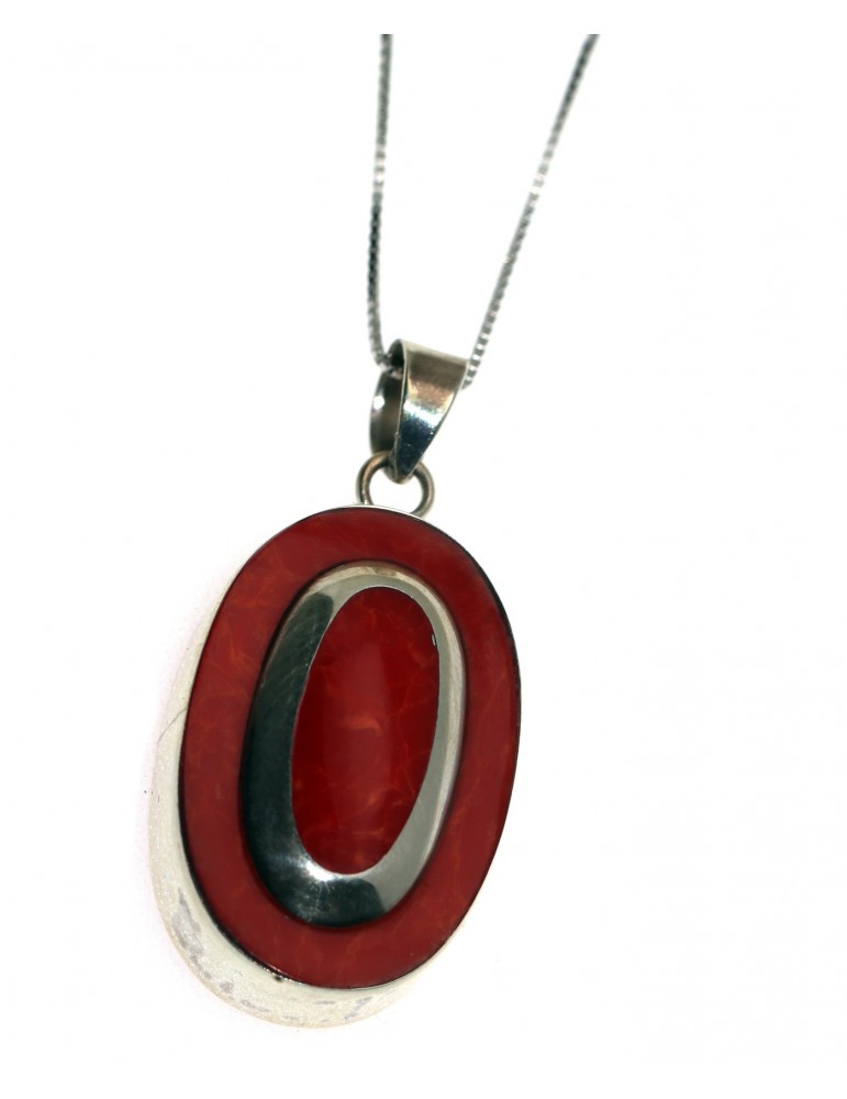 collana e ciondolo in argento 925 e madrepora naturale rossa collier donna