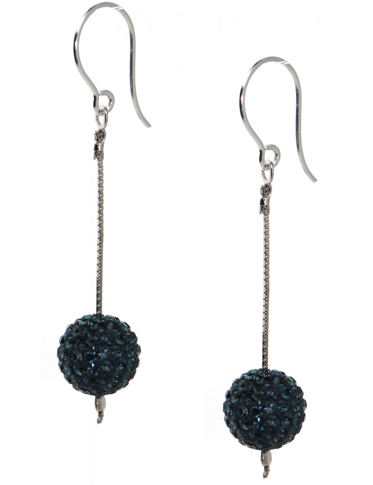 925 silver pendant earrings with cobalt blue zircon pave spheres