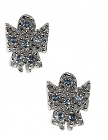 925 silver angel earrings little angel 8x6 pavé with white zircons