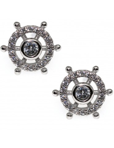 925 silver earrings with cipollino zircons with the helm of the nautical series