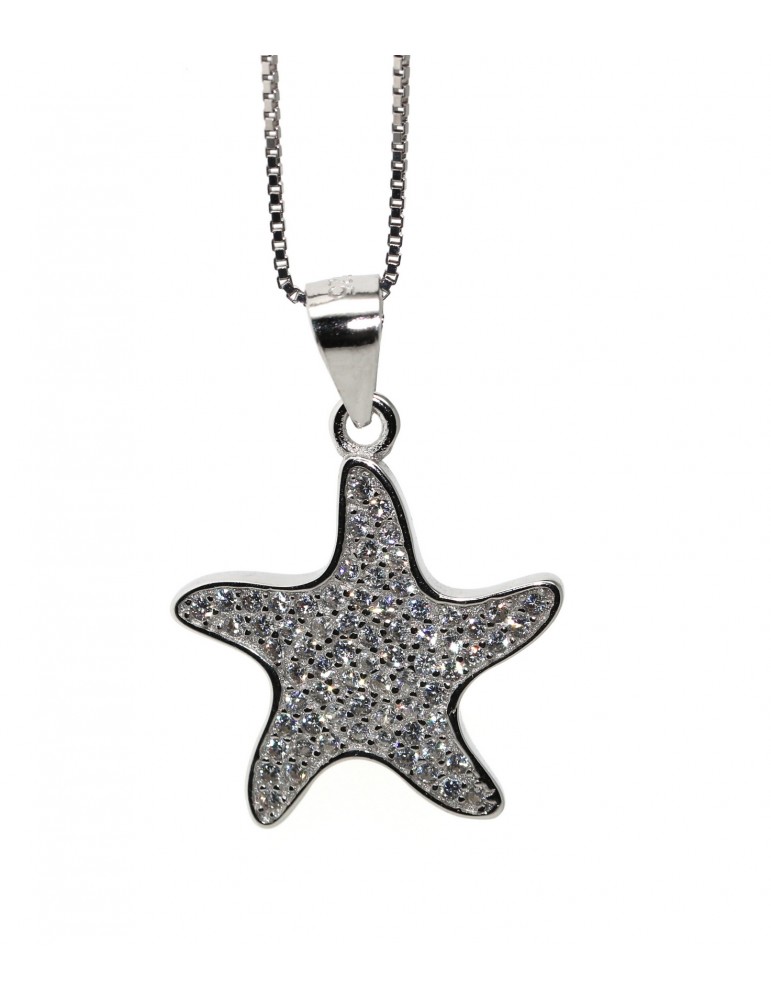 NALBORI Silver 925: Necklace Venetian woman necklace with starfish pendant pavé zircons