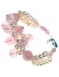 bracelet silver 925 natural rose quartz stones and freshwater pearls woman