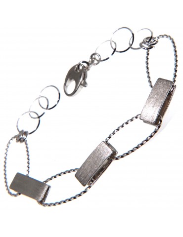 925 silver bracelet with twisted oval ellipses and satin bars