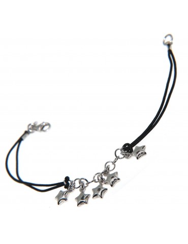 925 silver star charm cord bracelet for women and girls NonSoloArgenti