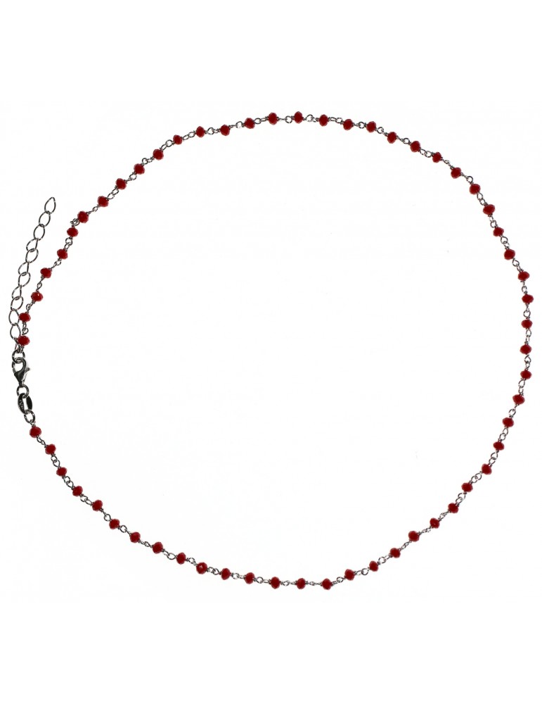 NALBORI collana argento 925 per uomo o donna con cristallo rosso rubino 3,5mm marsigliese 45+5 cm