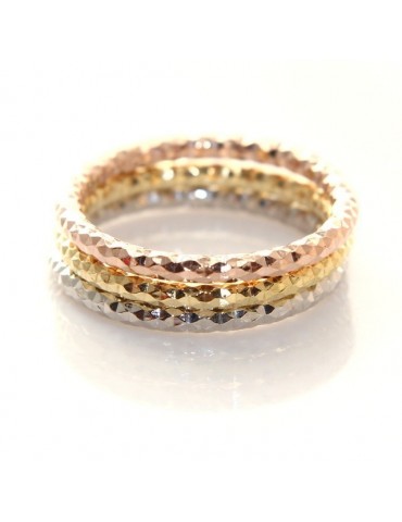 Argento 925 Italiano : anello microfusione 3 colori (oro bianco giallo rosa) diamantato mis 16 o 18