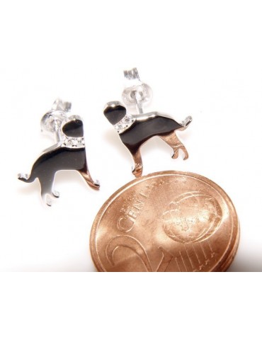 925: earrings man woman pin rottweiler dog collar zircons