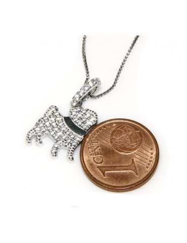 925: My Dog Venetian woman necklace with pendant dog pug microsetting brilliant cubic zirconia