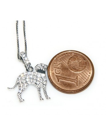 925: My Dog Venetian woman necklace with pendant dog Bracco microsetting brilliant cubic zirconia