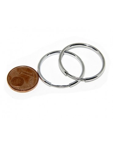 Argento 925 : orecchini donna anelle cerchi boccole lisce classiche 25 mm