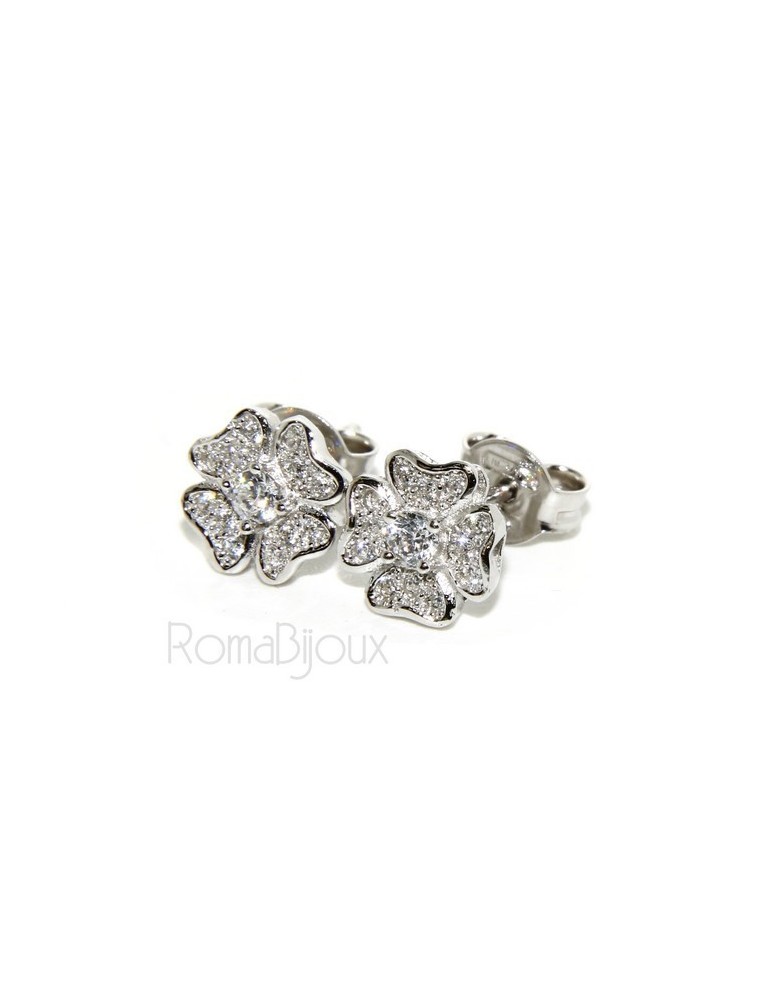 925: Women's earrings clover pave 'of white cubic zirconia microsetting