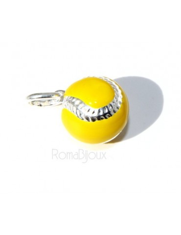 Argento 925 : Ciondolo uomo donna palla pallina da tennis gialla Made in Italy